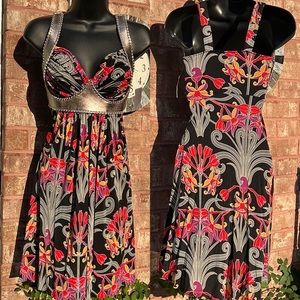 NEW Sky Mini Dress, Silk and Leather Size XS